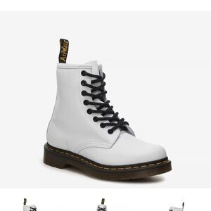 Dr. Martens White Patent (Shiny) Boots with Black Laces